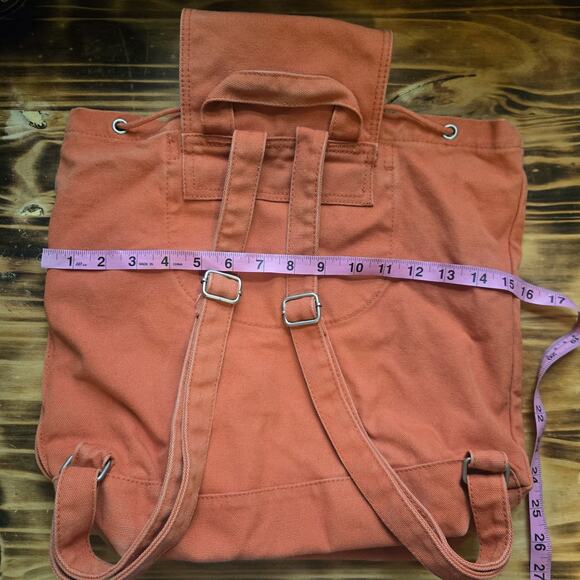 Baggu 100% Recycled Cotton Canvas Drawstring Backpack Orange Bag Casual Travel main image 12
